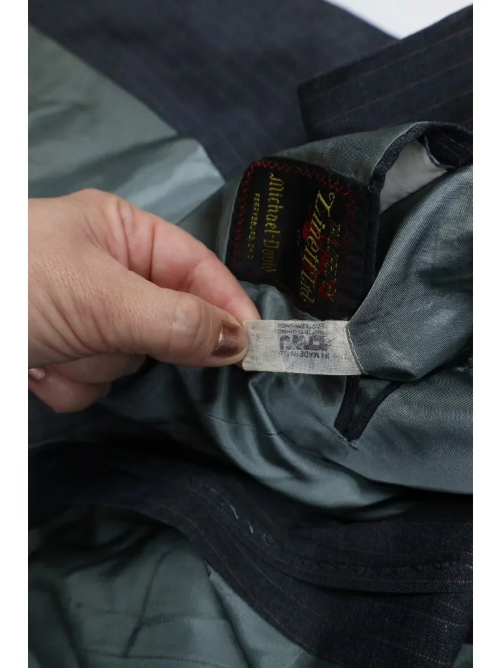 Vintage 70s Mens 36R 2 Piece Pinstriped Suit Wedding Gray Wide Leg 34x30 USA